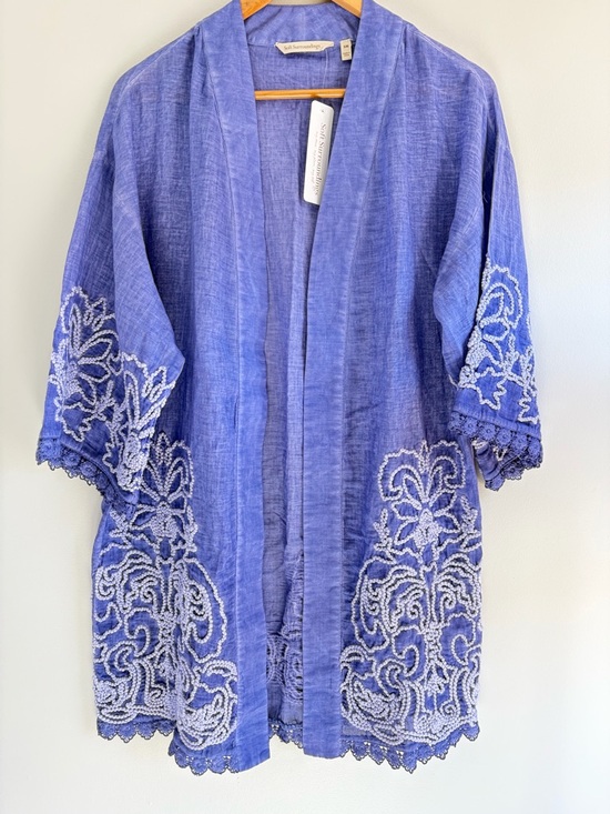 Soft Surroundings Tops - Soft Surroundings Periwinkle Purple Embroidered Kimono Topper